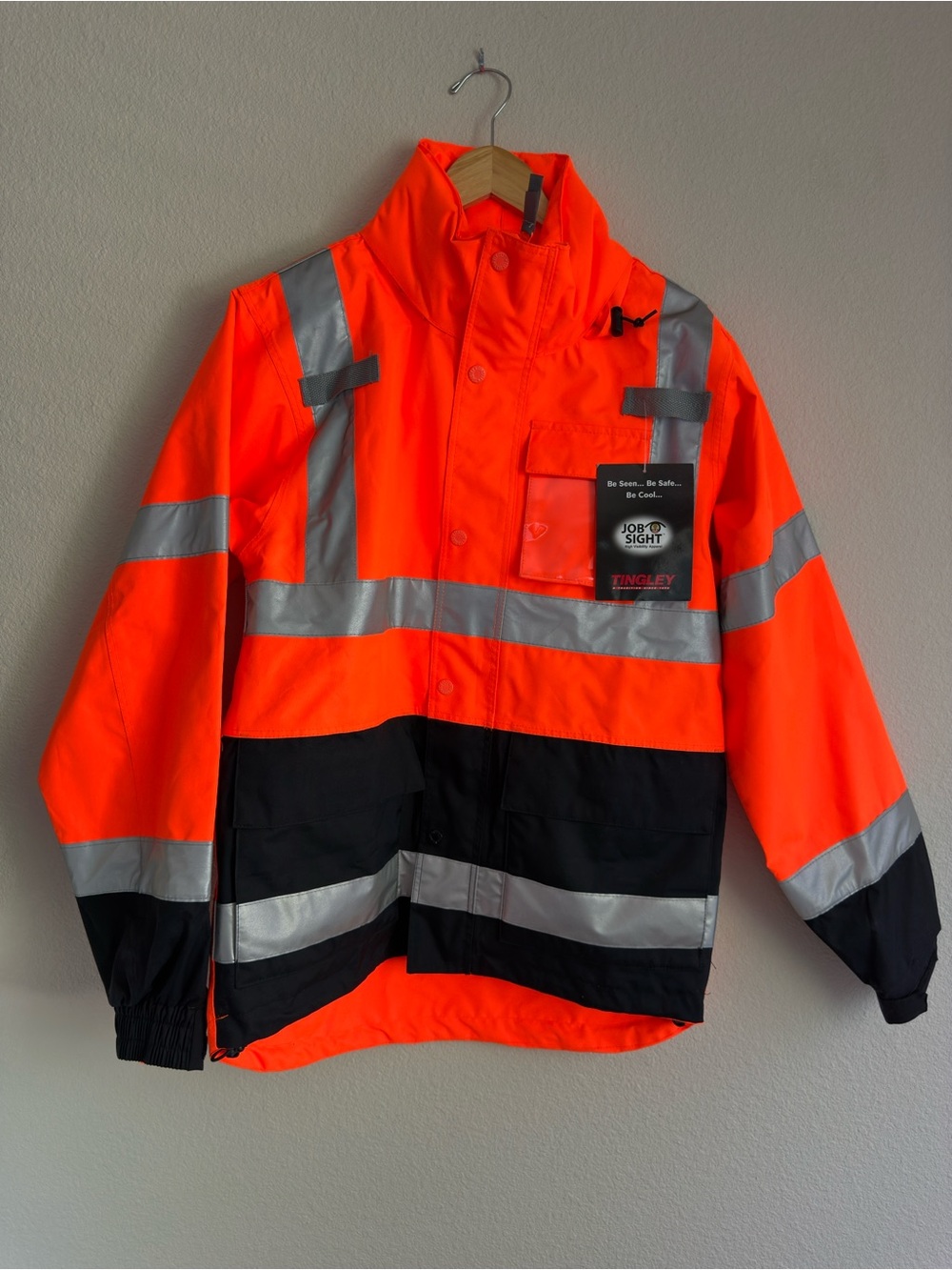 TINGLEY Icon Standard High Visibility Stow-away Hood Waterproof Jacket Size S
